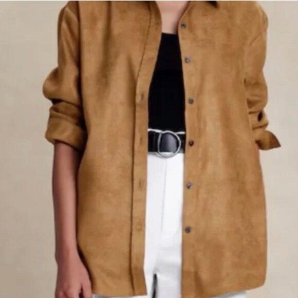 Banana Republic Vegan Suede Ruby Rose Oversized Button-Up - Picture 9 of 9